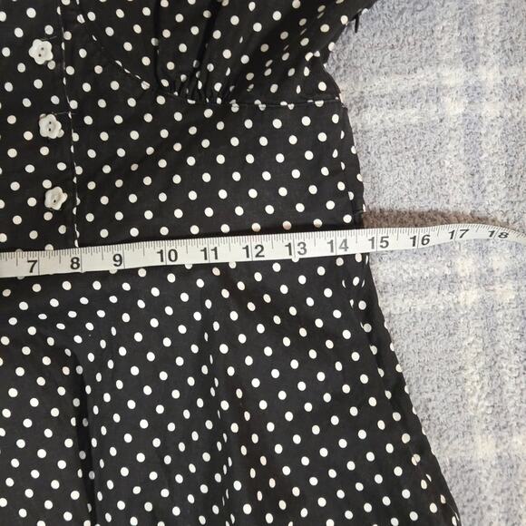 Lindy Bop 50s Style Black and White Polka Dot Midi Swing Dress Size 8 - Picture 9 of 10